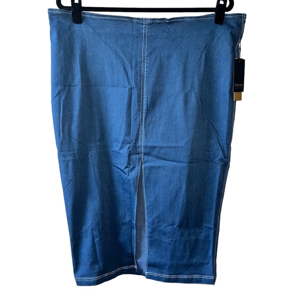 MARÉE POUR TOI | NWT DENIM FRONT SLIT SKIRT - Picture 3 of 11